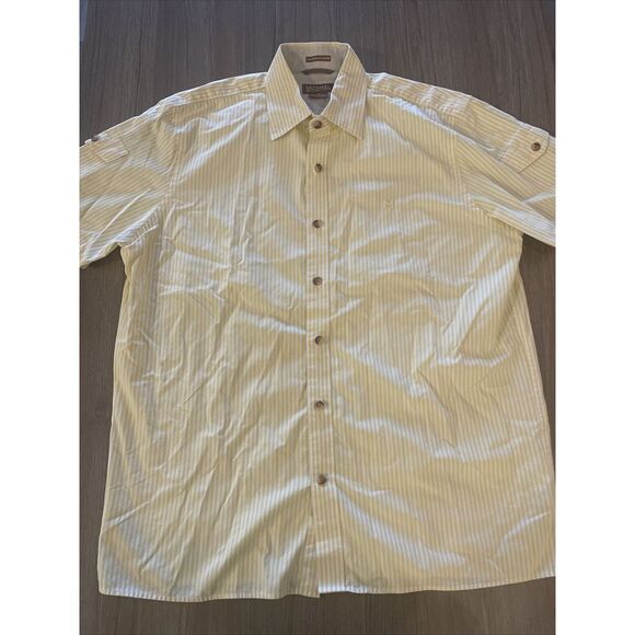 Michael Kors Other - Michael Kors Men's Yellow Shirt Stripes Short Sleeve Pockets 100% Cotton‎ Size M